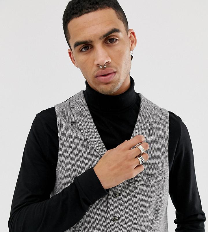 Heart & Dagger Slim Fit Suit Vest In Gray Herringbone - Gray