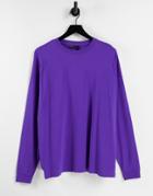 Asos Design Organic Oversized Long Sleeve T-shirt In Purple