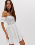 Influence Cotton Bardot Beach Skater Dress-white