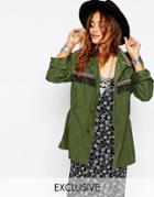 Milk It Vintage Customised Military Festival Jacket - Khaki