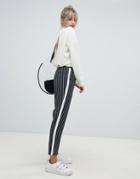 Asos Design Stripe Tapered Pants With Contrast Side Panel-multi