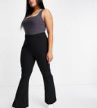Missguided Plus Ribbed Flare Pant In Black