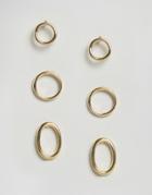Asos Pack Of 3 Mixed Open Circle Stud Earrings - Gold