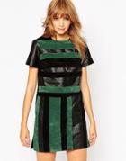 Asos Suede And Leather Blocked T-shirt Dress