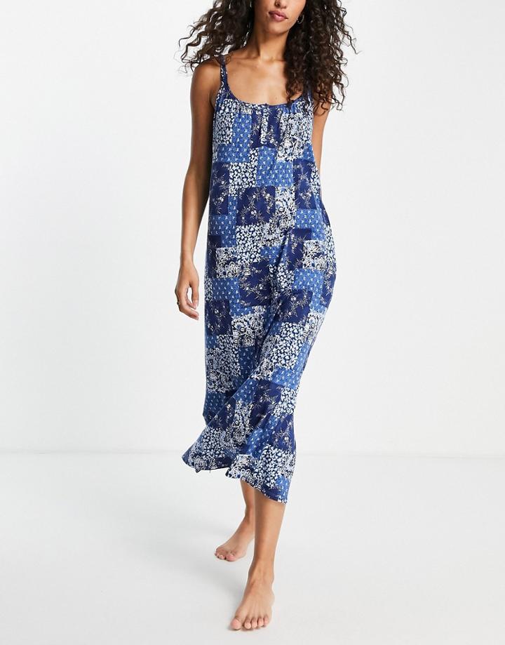 Lauren By Ralph Lauren Night Dress In Blue Paisley Patch-blues