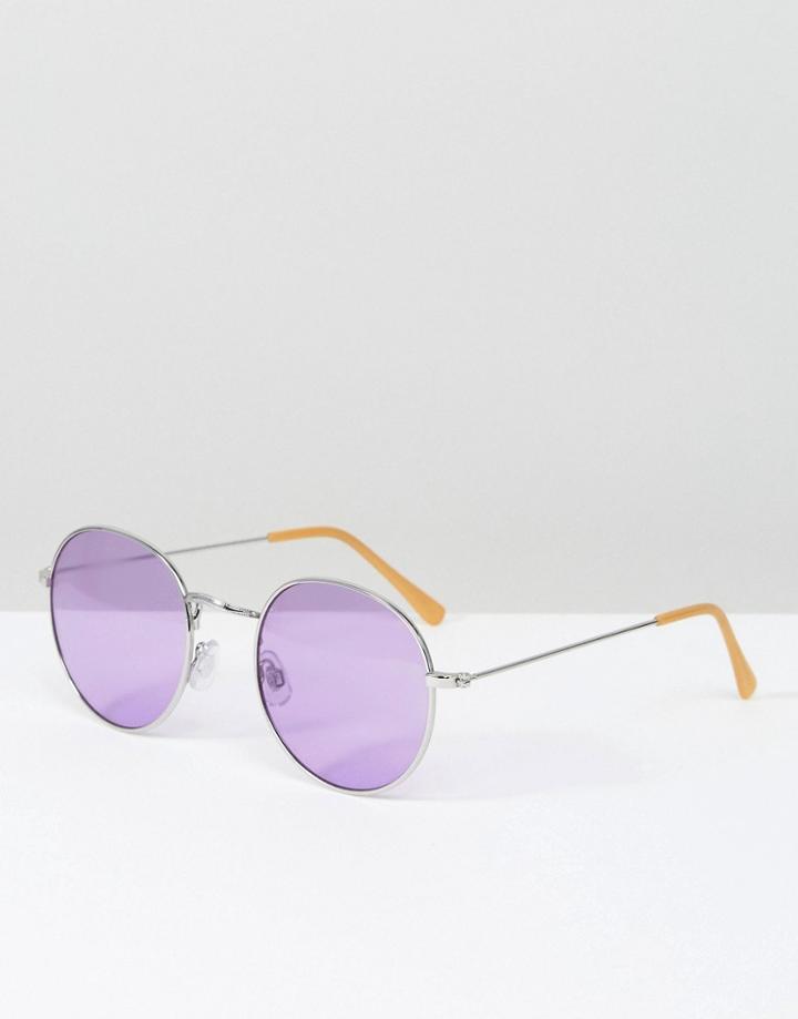 South Beach Round Tinted Lilac Lens Glasses - Purple