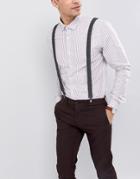 Asos Design Suspenders In Charcoal Herringbone - Gray