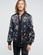 Asos Souvenir Jacket With Floral Print - Black