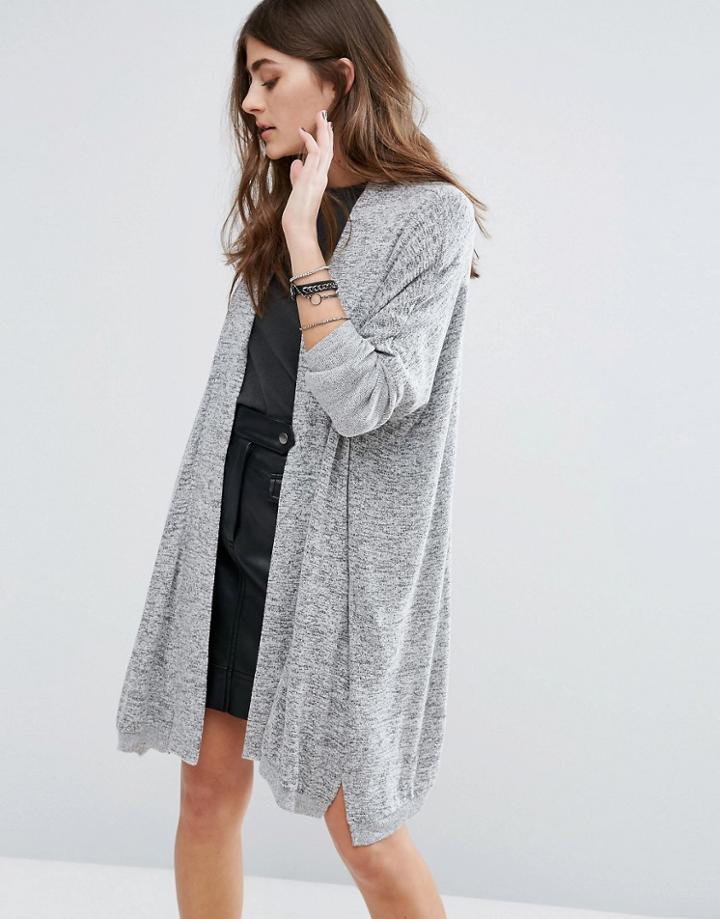 Pull & Bear Jersey Marl Cardigan - Gray