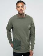 Asos Oversized Longline Long Sleeve T-shirt With Nylon Pocket And Back