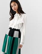 Stradivarius Blouse With Bow And Frill Detail In White - White