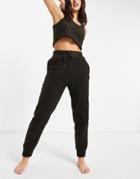 Brave Soul Bethany Fleece Lounge Set With Crop Top And Sweatpants In Chocolate-brown