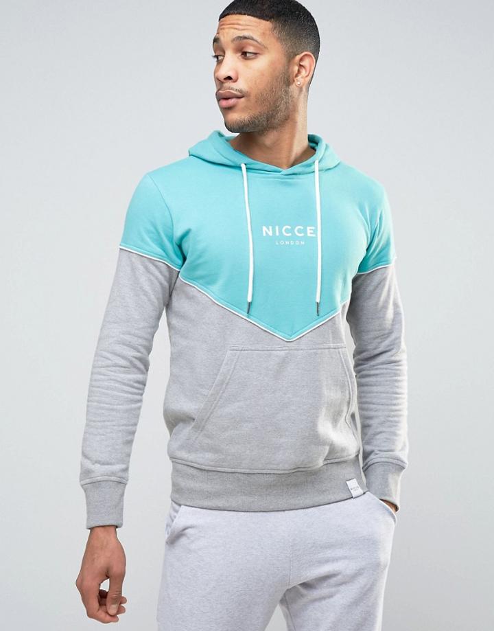 Nicce Turquoise Chevron Hoodie - Blue