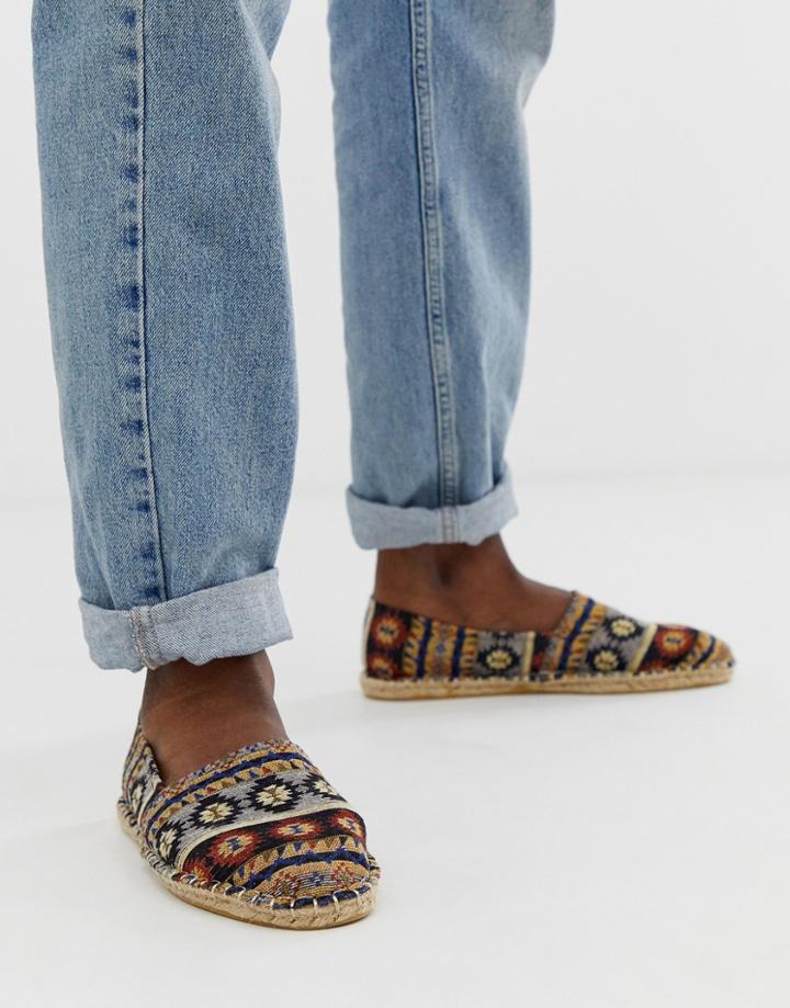 Asos Design Espadrilles In Geo-tribal Print-multi