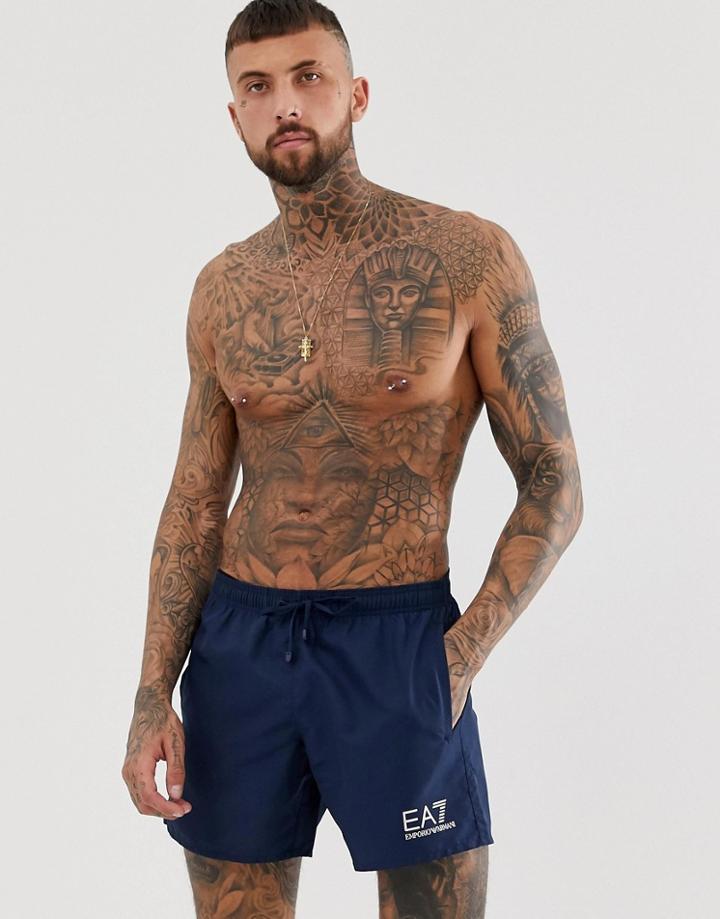 Ea7 Logo Swim Shorts In Navy - Navy