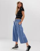 Hollister Paperbag Culottes In Denim - Brown