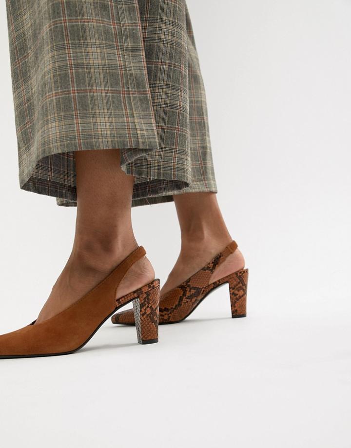 Mango Suede Anke Snake Effect Pumps In Rust - Red