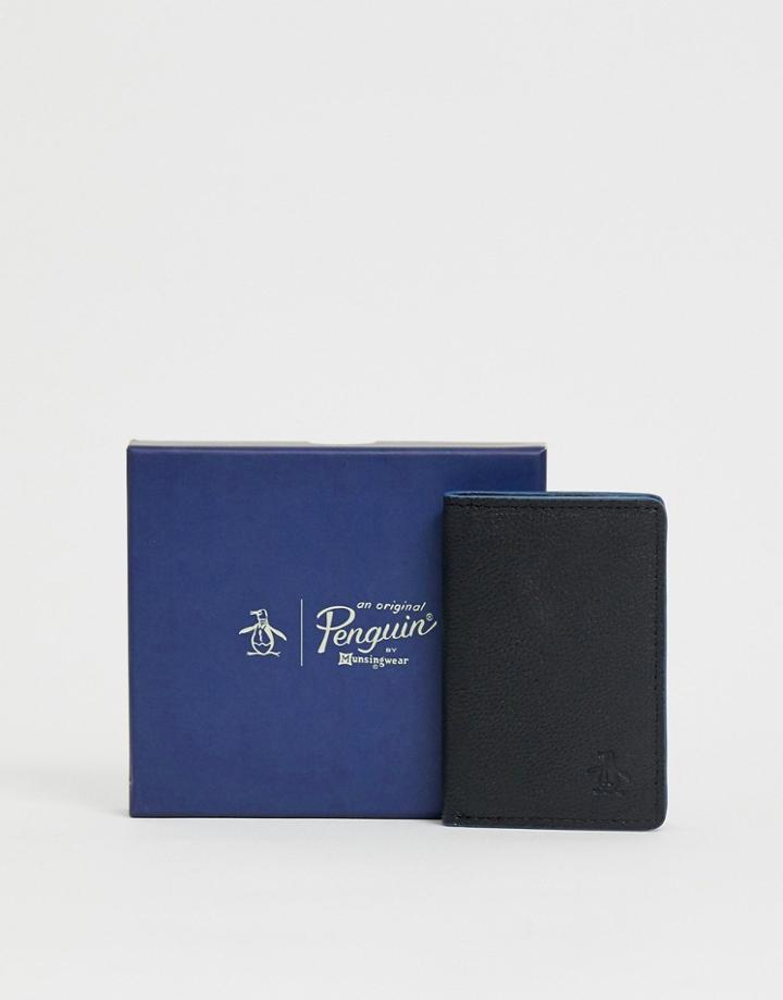 Original Penguin Leather Cardholder In Black