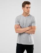 Abercrombie & Fitch Henley T-shirt White Label Slim Fit In Gray Marl - Gray
