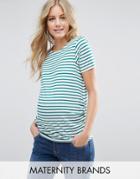 New Look Maternity Stripe T-shirt - Green