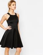 Ted Baker Jaimie Skater Dress With Buckle Straps - Black