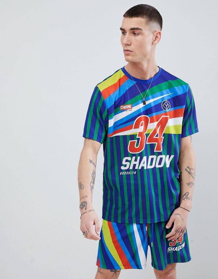 Asos Design Two-piece Relaxed T-shirt With Retro Stripe & Text Print - Multi