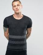 Replay Burnout Stripe T-shirt In Black - Black