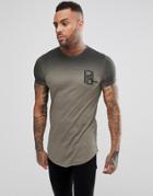 Religion T-shirt With Curved Hem And Fade Print - Green