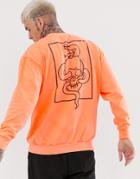Bolongaro Trevor Neon Skull Back Embroidery Sweatshirt-black