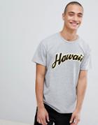 Selected Homme+ T-shirt With Hawaii Flocking - Gray