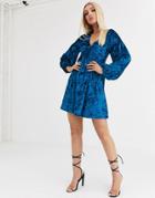 Asos Design Long Sleeve Velvet Smock Dress