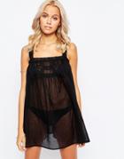 Asos Lace Insert Cami Cover Up - Black