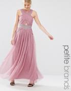 Little Mistress Petite Cutout Detail Maxi Dress With Embellished Waist - Pink