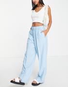 Asos Design Elastic Waist Tailored Pants In Cornflower Blue