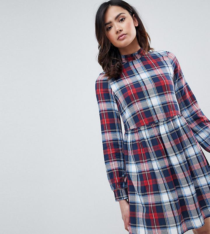 Noisy May Tall Erik Checked Smock Dress - Multi
