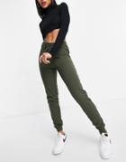 Peek & Beau Lounge Rib Pants In Khaki-red
