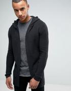 Esprit Ribbed Draped Hooded Cardigan - Black