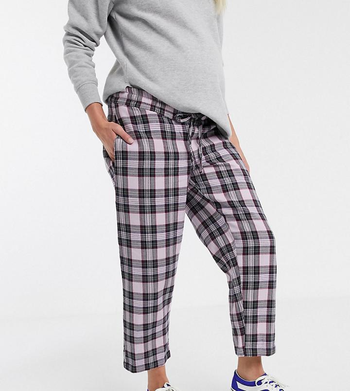 Asos Design Maternity Lilac Check Pull On Pants