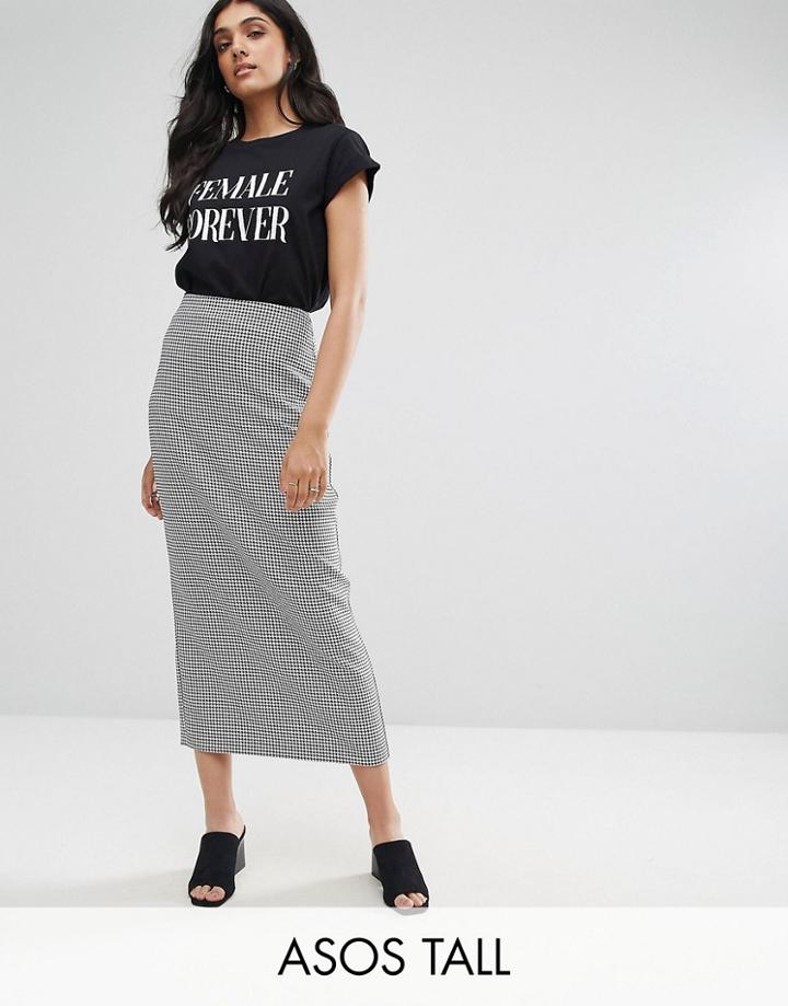 Asos Tall Tailored Collumn Pencil Skirt In Houndstooth Check - Multi