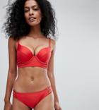 Wolf & Whistle Fuller Bust Strappy Long Line Bikini Top Dd-g - Red