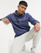 Tommy Jeans Logo Henley Hoodie In Navy