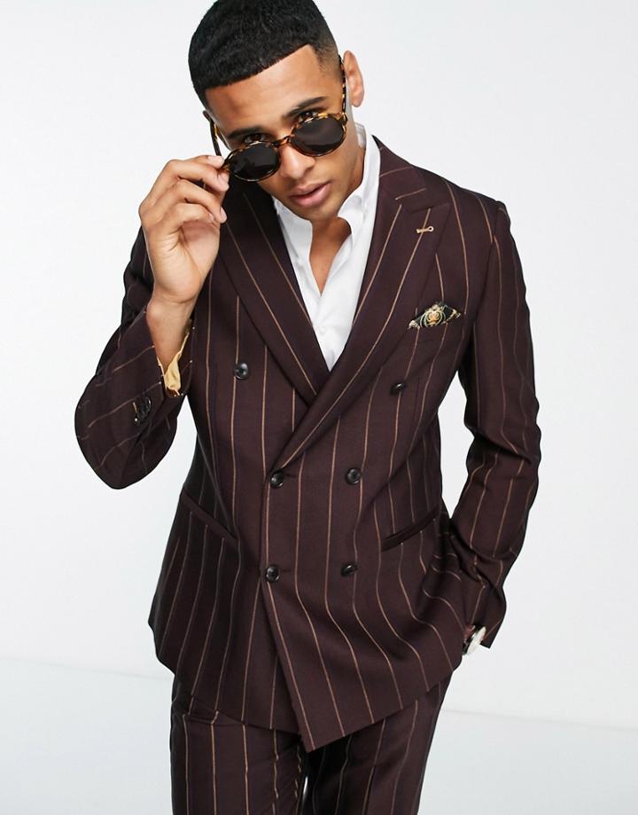 Harry Brown Double Breasted Pinstripe Suit Jacket