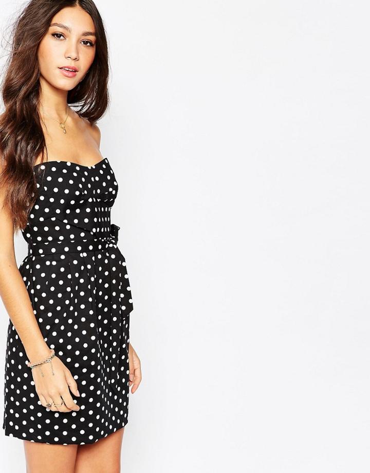 Pepe Jeans Polka Dot Strapless Dress - Black