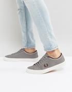 Fred Perry Kendrick Tipped Cuff Canvas Sneakers In Gray - Gray