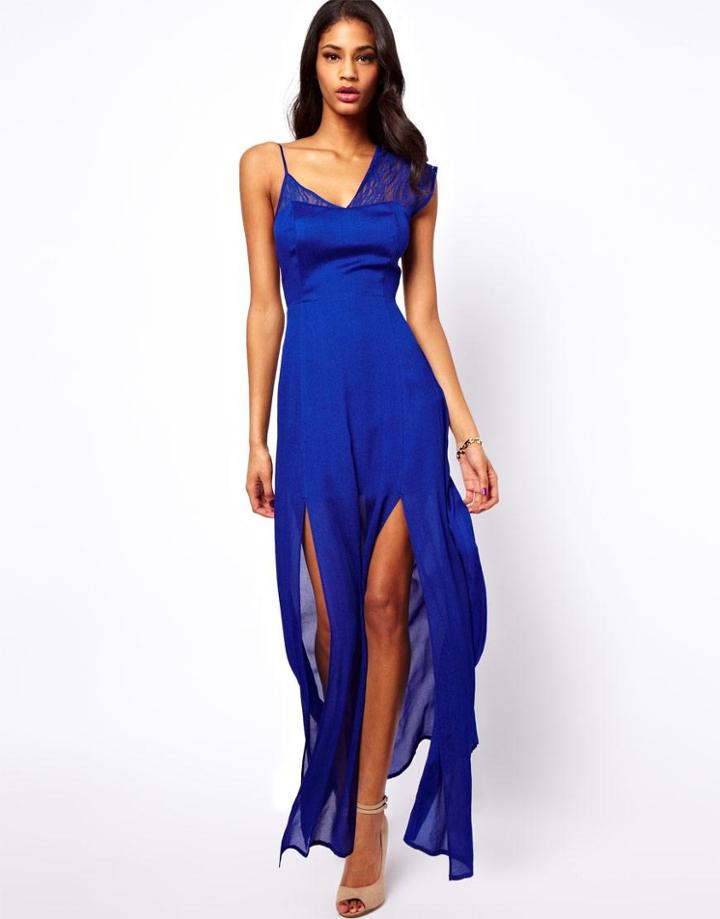 Asos Maxi With Lace And Cami Strap - Orange