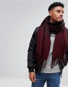 Asos Blanket Scarf In Burgundy Ombre - Red