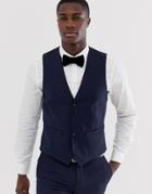 French Connection Slim Fit Plain Suit Vest-navy