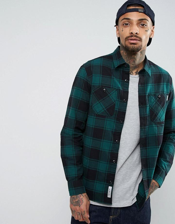 Carhartt Wip Norton Checked Shirt In Regular Fit - Green