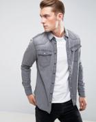 Blend Gray Denim Western Shirt - Gray