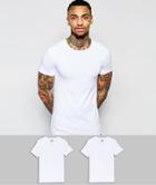 Asos 2 Pack Muscle Fit T-shirt In White With Crew Neck Save - Multi